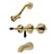 Kingston Brass Triple-Handle Tub and Shower Faucet, Brushed Brass KB237AKL - alternate 1