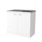 Homeroots 39" White Stainless Steel Accent Cabinet With Two Shelves 534992 - alternate 2