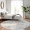 Homeroots 8' Gray And Silver Round Geometric Washable Indoor Outdoor Area Rug 618591 - alternate 2