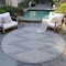 Homeroots 8' Gray And Ivory Round Geometric Washable Indoor Outdoor Area Rug 598576 - alternate 2