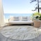 Homeroots 8' Khaki Tan And Beige Round Geometric Washable Indoor Outdoor Area Rug 589232 - alternate 2