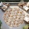 Homeroots 8' Copper And Ivory Round Abstract Washable Indoor Outdoor Area Rug 614151 - alternate 2