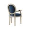 Homeroots Tufted Navy Blue and Brown Upholstered Linen Dining Arm Chair 535373 - alternate 3