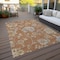 Homeroots 10' X 14' Orange Copper And Gray Floral Washable Indoor Outdoor Area Rug 589499 - alternate 2