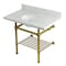 Kingston Brass 36-Inch Carrara Marble Console Sink with Brass Legs and Shelf, 8-Inch, 3-Hole KVPB3630MBB7 - alternate 1