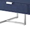 Homeroots 46" Navy Blue And Silver Metallic Stainless Steel Coffee Table With Two Drawers 543873 - alternate 2