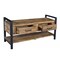 Homeroots 46in Natural and Black Metal Distressed Solid Wood Storage Bench with Drawers 488865 - alternate 2