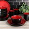 Elama Bacarra 16 Piece Stoneware Dinnerware Set in Two Tone Black and Red ELM-BACARRA-R - alternate 4