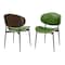 Homeroots Set of Two Green and Black Upholstered Faux Leather Curved Back Dining Side Chairs 543557 - alternate 2