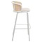 Leisuremod Ervilla Wicker Bar Stool with Fabric Seat and White Powder Coated Steel Frame, Beige, 2PK EBW-31BG2 - alternate 2