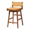 Bali & Pari Asgart Bohemian Natural Rattan and Mahogany Wood Bar Stool 251-13848-ZORO - alternate 1