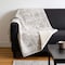 Homeroots 50" X 70" Linen Coffee And Ivory Damask Microfiber Plush Throw Blanket 712398 - alternate 2