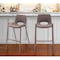 Homeroots Set of Two 30" Brown Faux Leather And Steel Low Back Bar Height Bar Chairs 555666 - alternate 2