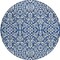 Homeroots 8' Navy Blue And Ivory Round Damask Washable Indoor Outdoor Area Rug 595171 - alternate 3