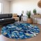 Homeroots 8' Blue Ivory And Gold Round Abstract Washable Indoor Outdoor Area Rug 643543 - alternate 2