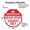 Signmission No Trespassing Do Not Enter Tenants, 10 Inch X 10 Inch, Vinyl Decal OC-D-10-96 - alternate 2