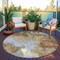 Homeroots 8' Brown And Ivory Round Abstract Washable Indoor Outdoor Area Rug 617790 - alternate 2
