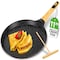 Nutrichef 11 in Non-Stick Crepe Pan with Wooden Spreader, Durable Marble Coated Dosa Pan, Bakelite And Wood NCMKCP002411BK - alternate 1