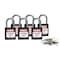 Brady Lockout Padlock, Keyed Different, Nylon, Black, 1 in Shackle Height, 1 3/16 in Body Width, 6 PK 118934 - alternate 1