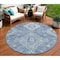 Homeroots 8' Navy Blue And Denim Blue Round Medallion Washable Indoor Outdoor Area Rug 589034 - alternate 1
