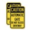 Signmission Caution Automatic Gate Do Not Block Driveway, 18'' X 24'' 2 Signs, Heavy Gauge Aluminum, 2PK A-1824-2PACK-24284 - alternate 1