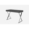 Homeroots 47" Gray and Silver Wood and Stainless Steel Mirrored X-Shape Writing Desk With Two Drawers 372196 - alternate 2