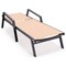 Leisuremod Marlin Patio Chaise Lounge Chair with Armrests in Black Aluminum Frame, Light Brown MLABL-77LBR - alternate 2