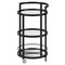 Homeroots 21" Black Steel and Glass Round Rolling Bar Cart 530457 - alternate 2