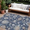 Homeroots 10' X 14' Navy Blue Beige And Gray Floral Washable Indoor Outdoor Area Rug 606169 - alternate 1