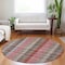 Homeroots 8' Red Pink And Pewter Round Plaid Washable Indoor Outdoor Area Rug 614001 - alternate 2