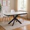 Homeroots 47" Gray White Black Ceramic Metal Self-Storing Leaf Cross Leg Base Oval Extendable Dining Table 555171 - alternate 3