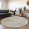 Homeroots 8' Linen And Gray Round Floral Washable Indoor Outdoor Area Rug 605743 - alternate 2