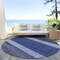 Homeroots 8' Navy Blue Sky Blue And Charcoal Round Abstract Washable Indoor Outdoor Area Rug 615280 - alternate 2