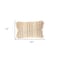 Homeroots 14" X 20" Beige and Pink Striped Cotton Throw Pillow With Fringe 529219 - alternate 1