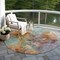 Homeroots 8' Copper Orange And Teal Blue Round Abstract Washable Indoor Outdoor Area Rug 581763 - alternate 3