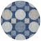 Homeroots 8' Navy Blue And Ivory Round Geometric Washable Indoor Outdoor Area Rug 593608 - alternate 2