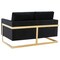 Leisuremod Lincoln Upholstered Velvet Loveseat with Gold Frame, Midnight Black LA55BL - alternate 2