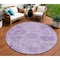 Homeroots 8' Lavender And Gray Round Damask Washable Indoor Outdoor Area Rug 603769 - alternate 1