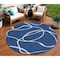 Homeroots 8' Navy Blue And Ivory Round Abstract Washable Indoor Outdoor Area Rug 597495 - alternate 1