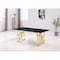 Homeroots 79" Black and Gold Marble and Metal Double Pedestal Base Dining Table 602329 - alternate 2