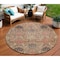 Homeroots 8' Khaki Terra Cotta And Black Round Damask Washable Indoor Outdoor Area Rug 603319 - alternate 1