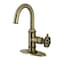 Kingston Brass One-Handle 1-Hole Bathroom Faucet with Knurled Handle, Deck Plate, and Push Pop-Up Drain KSD2213RKX - alternate 1