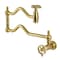 Kingston Brass Wall Mount Pot Filler Faucet with Knurled Handle, Brushed Brass KS2107RKX - alternate 1