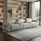 Homeroots 126" Light Gray Top Grain Leather Reclining Metal USB Sofa 720368 - alternate 2