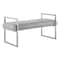 Homeroots 21" Gray and Silver Upholstered Faux Leather Bench 530652 - alternate 1