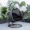 Leisuremod Mendoza Charcoal Wicker Hanging 2 person Egg Swing Chair with Black Cushions MSCCH-53BL - alternate 2