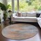 Homeroots 8' Salmon Gray And Charcoal Round Abstract Washable Indoor Outdoor Area Rug 587178 - alternate 2
