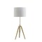 Homeroots Gold Metal Adjustable Height Tripod Table Lamp With White Drum Shade 568840 - alternate 2
