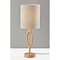 Homeroots 28" Natural Solid Wood Round Table Lamp With Beige Drum Shade 524621 - alternate 2