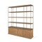 Homeroots 82" Antiqued Brass And Light Brown Distressed Metal and Solid Wood Three Tier Bookcase w/Four Doors 611046 - alternate 1